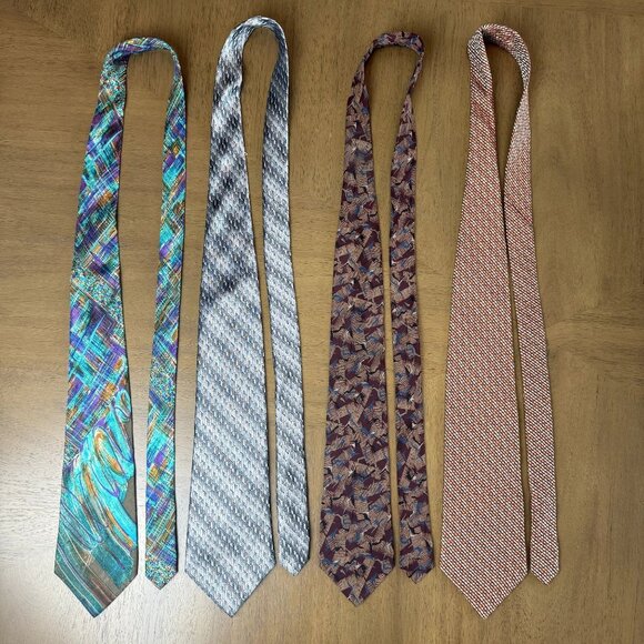 Bundle Silk Ties Lot of 4 Patterned Neckties Multicolor Assorted Brands - Picture 3 of 7